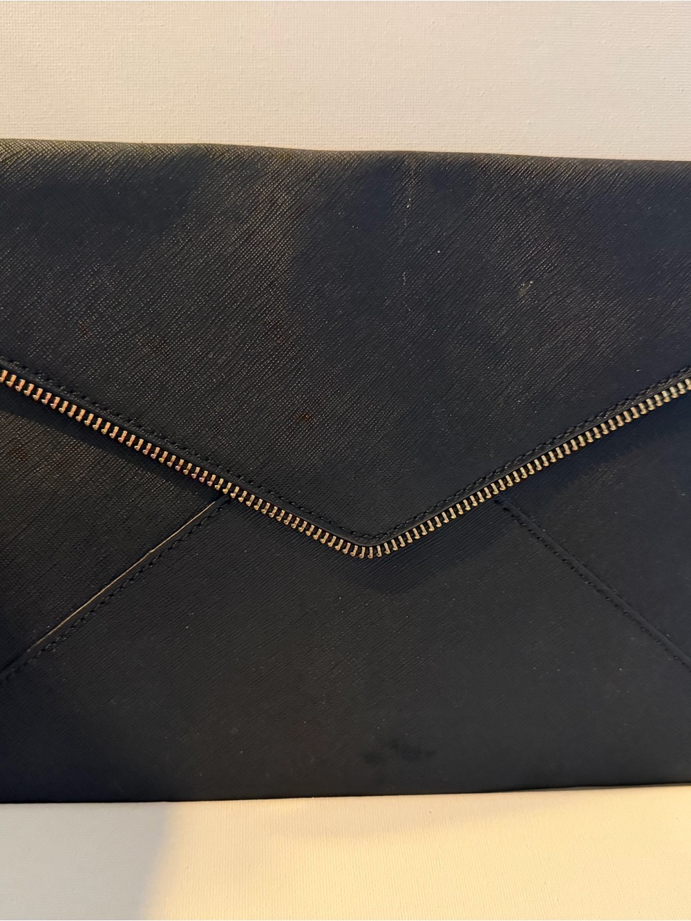 Rebecca Minkoff Black Envelope Clutch with Zip Trim